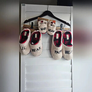 Christmas Dearfoams Family Slippers Baby 3-6 months Lil 2-3 years Papa  Bear 10"